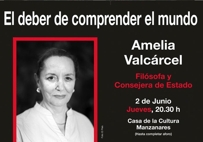 Amelia Valcárcel hablará sobre el deber de los ciudadanos de comprender el mundo