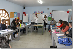 La alcaldesa de Argamasilla de Calatrava, Jacinta Monroy se dirige a los alumnos que viajajn a Alemania