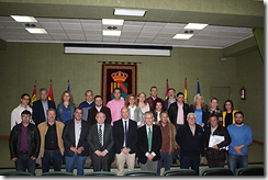 Asistentes a la firma de los convenios que ha tenido lugar esta mañana en la delegación de la junta de Comunidades en Albacete