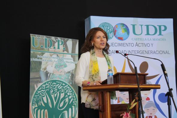 La consejera de Bienestar Social, Aurelia Sánchez, ha clausurado la Jornada de envejecimiento activo organizada por la federación territorial de UDP CLM 